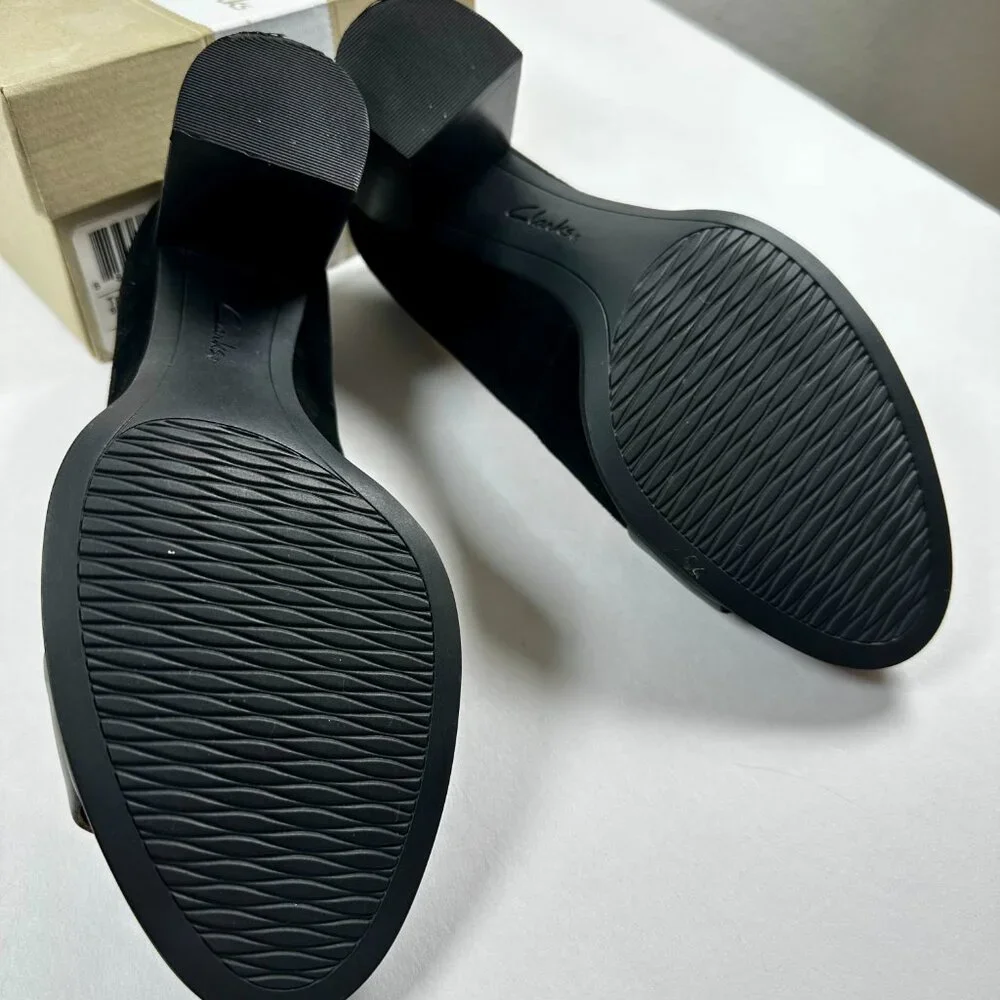 Clarks Artisan Tarah Brae Black Suede Patent Leather Pumps Women’s Size 6.5M - Picture 8 of 16